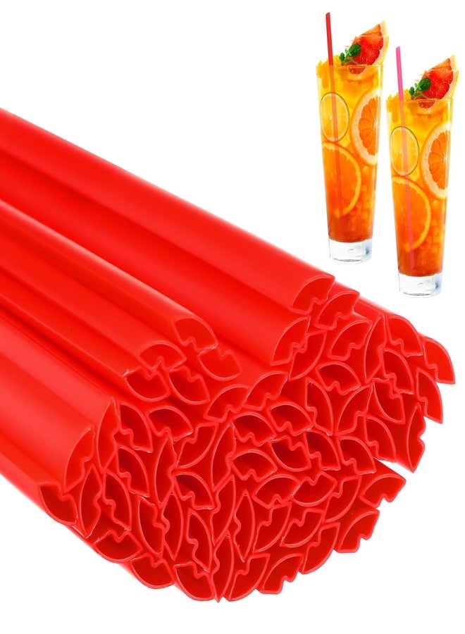 Potchen 50 Pcs Valentine's Day Party Plastic Lips Shaped Straws Disposable Small Mouth Drinking Straw Bulk for Galentine's Day Cocktail Bridal Shower Wedding Party Supplies (Red) - Image 1